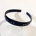 Black rhinestone headband, luxury minimalist hair hoop with sparkling crystals for elegant daily wear. - 15cm Glossy Black White Diamond Headband