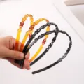 Korean style rhinestone plastic hair hoops multi-color non-slip face washing headbands - 16cm Glossy Black White Rhinestone Headband K90-L005/58