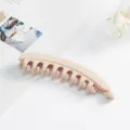Elegant beige matte banana hair clip for women, stylish minimalist hair accessory. - Matte Off-white