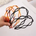 Wavy rhinestone hair hoop set with teeth, anti-slip face washing headband, stylish daily accessory. - 16cm Glossy Black White Rhinestone Headband K152-L005/58