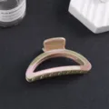 Iridescent transparent hair claw clip, stylish plastic hairpin for women, multi-color styling. - 9cm Electroplated Coffee Hair Claw