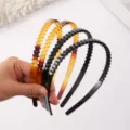 Korean style diamond toothed hair hoop anti slip face washing headband elegant hair accessory - 16cm Glossy Black White Rhinestone Headband K967-L005/58