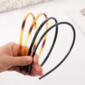 Slim rhinestone headband with non-slip teeth hair hoop elegant daily hair accessories - 16cm Glossy Black White Rhinestone Headband K1101-L005/58