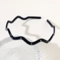 Black rhinestone wavy headband, elegant black hair accessory with sparkling crystals for daily styling. - 15cm Glossy Black White Diamond Headband