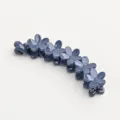 Blue flower banana hair clip for women, stylish plastic vertical claw clip for elegant ponytails. - Blue