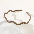 Brown wavy rhinestone headband for women, minimalist daily hair hoop and stylish hair accessory. - 15cm Glossy Light Coffee Yellow Diamond Headband