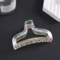 Iridescent transparent hair claw clip, stylish plastic hair accessory in multi-color variant. - 9.7cm Electroplated Transparent Hair Claw