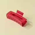 Solid red rectangular hair claw clip with hollow design, durable anti-slip fashion hair accessory. - 10.5cm Size / Red
