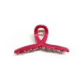 Bright pink soft plastic hair claw clip with cross loop design and durable metal spring for daily use. - 13cm / Red