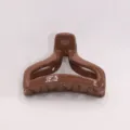 Brown geometric plastic hair claw clip detail, stylish minimalist daily hair accessory for women. - 6.8cm / Brown