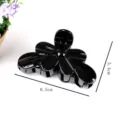 Black flower hair claw clip minimalist elegant hair accessory for women daily use. - Floral Hair Claw (Z1008) / 8.5cm / Glossy Black