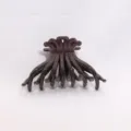 Brown glossy hair claw clip, simple multi-pronged hair accessory for styling and daily wear. - Dark Red Black Gradient