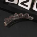 Crystal banana hair clip clear brown rhinestone hair claw elegant ponytail holder for women - Pink Rhinestone Banana Clip (T1648) / 10.5cm / Clear Coffee