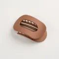 Matte brown oval hair claw clip, simple retro plastic hair accessory for daily styling. - Frosted Brown