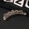 Transparent rhinestone banana hair clip for women elegant ponytail styling accessory - Pink Rhinestone Banana Clip (T1648) / 10.5cm / Transparent Yellow