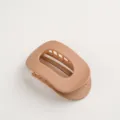 Matte khaki hair claw clip geometric oval hair catch plastic hairpin for daily styling - Matte Light Pink