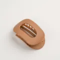 Matte brown geometric oval hair claw clip, stylish minimalist daily hair accessory. - Frosted Brown