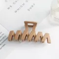Khaki geometric plastic hair claw clip, large retro Korean style hair clip for women. - 11.5cm Matte Brown Hair Claw Clips