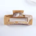 Korean vintage square hair claw clip in tortoise brown pattern, durable daily accessory - Coffee