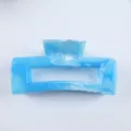 Blue square hair claw clip, retro marbled acrylic shark clip for stylish daily hair styling. - Blue