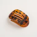 Retro tortoise shell oval hair claw clip stylish plastic hair accessory for daily wear beauty - Matte Amber Yellow