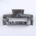 Korean retro grey marble square acrylic hair claw clip for women elegant styling. - Gray