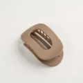 Minimalist matte geometric hair claw clip, elegant oval cutout design for daily casual styles. - Matte Khaki