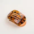 Elegant oval tortoiseshell hair claw clip for women, vintage style plastic hair accessories. - Glossy Transparent Amber Yellow