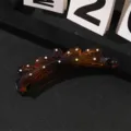 Brown glossy rhinestone banana hair clip minimalist ponytail hairpin for daily hair styling. - White Rhinestone Banana Clip (T1648) / 10.5cm / Transparent Amber