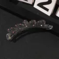 Transparent rhinestone banana hair clip, glossy minimalist hair accessory for ponytail bun styling. - Pink Rhinestone Banana Clip (T1648) / 10.5cm / Transparent Gray