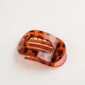 Vintage tortoiseshell oval hair claw clip, elegant plastic hair accessory for women. - Glossy Transparent Amber Red