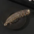 Glossy brown transparent resin banana hair clip with cute pink rhinestones, stylish styling. - Pink Rhinestone Banana Clip (T1609) / 13.7cm / Transparent Yellow