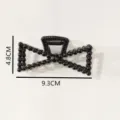 Black beaded bow hair claw clip detail, stylish minimalist plastic hair accessory 9.3cm - Hair Claw (Z1961)