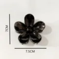 Black geometric flower hair claw clip, elegant shark clip for women and girls daily hairstyling. - Glossy Floral Hair Claw(Z1973)