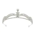 Bridal pearl rhinestone tiara crown elegant wedding hair accessory for women and girls - HG-008 Silver