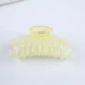 Transparent yellow hair claw clip, minimalist style, elegant plastic shark clip for daily wear. - Glossy Transparent Yellow