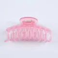 Pink translucent hair claw clip, minimalist transparent shark clip for women styling. - Glossy Transparent Pink