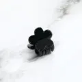 Black plastic flower hair claw clip, mini hair accessory for styling and bangs. Simple design. - Hair Claw (Z1783)
