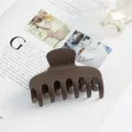 Retro brown matte hair claw clip for elegant daily styling and secure updo hairstyles. - Frosted Coffee