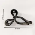 Glossy black metal bow hair claw clip, large size 11cm elegant fashion hair accessory. - 11cm Glossy Black Hair Claw (Z1545) / Glossy Black