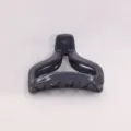 Close-up detail of dark grey minimalist plastic hair claw clip with glossy geometric design. - 6.8cm / Gray