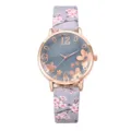 Floral strap women quartz watch fashion flower dial casual wristwatch elegant ladies timepiece. - Gray