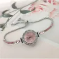 Montre bracelet quartz strass femme avec cadran rose et chaine coulissante reglable. - Rose