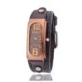 Retro rechteckige Quarzuhr mit echtem Lederarmband und stilvollem Vintage Zifferblatt Design. - Schwarzes Zifferblatt Dunkelkaffee Armband