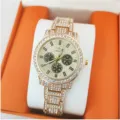 Luxe strass quartz horloge voor dames, gouden roestvrijstalen stalen armbandhorloge. - Gouden Kast Gouden Wijzerplaat