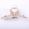 Transparente Kristall Schmetterling Haarklammer Champagner Strass Haarschmuck Damen - Gelb