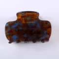 Molla per capelli in acetato alla moda con motivo tartaruga blu per look quotidiani. - 6.50cm / Tartarugato Blu