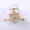 Pince à cheveux transparente avec fleur beige et strass, accessoire de coiffure élégant. - Fleur Jaune Transparente (F707)
