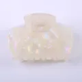 Morsetto per capelli in acetato bianco perlato 6.5cm accessorio elegante per donne - 6.50cm / Bianco Perla Iridescente