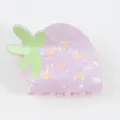 Pinza de pelo de fresa morada, bonito clip de pelo de acrílico para mujeres y niñas diario. - Estilo Fresa Púrpura Iridiscente / Lavanda